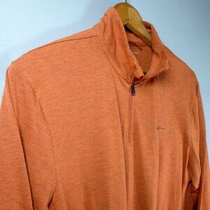 Eddie Bauer Shirt Mens Large Orange Freedry Lightweight 1/4 Zip Pullover